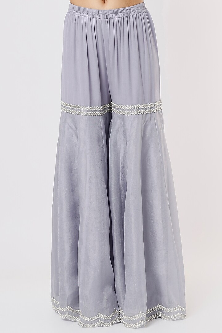 Grey Organza Bridal Sharara Set by Malasa at Pernia's Pop Up Shop