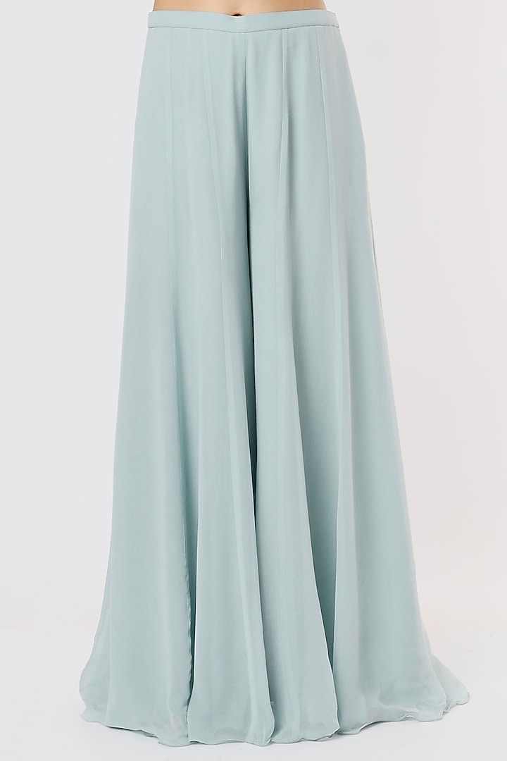 Ice Blue Georgette Wedding Sharara Set by Malasa at Pernia's Pop Up Shop