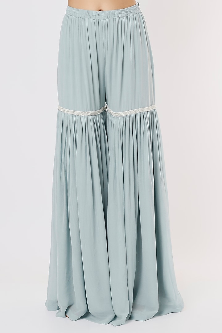 Ice Blue Bridal Sharara Set In Georgette by Malasa at Pernia's Pop Up Shop