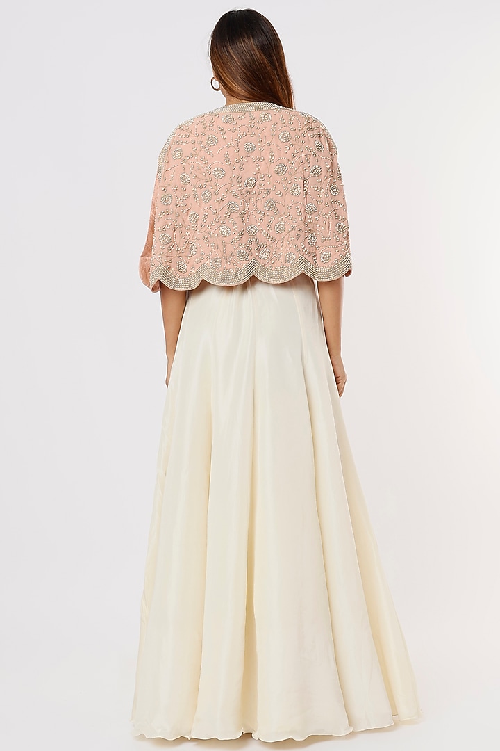 Pink Embroidered Cape Set by Malasa at Pernia's Pop Up Shop