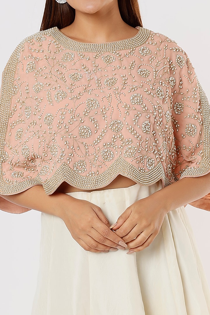 Pink Embroidered Cape Set by Malasa at Pernia's Pop Up Shop