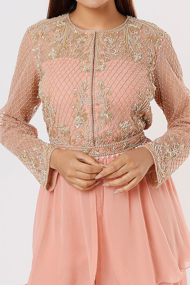 Pink Wedding Sharara Set In Georgette by Malasa at Pernia's Pop Up Shop