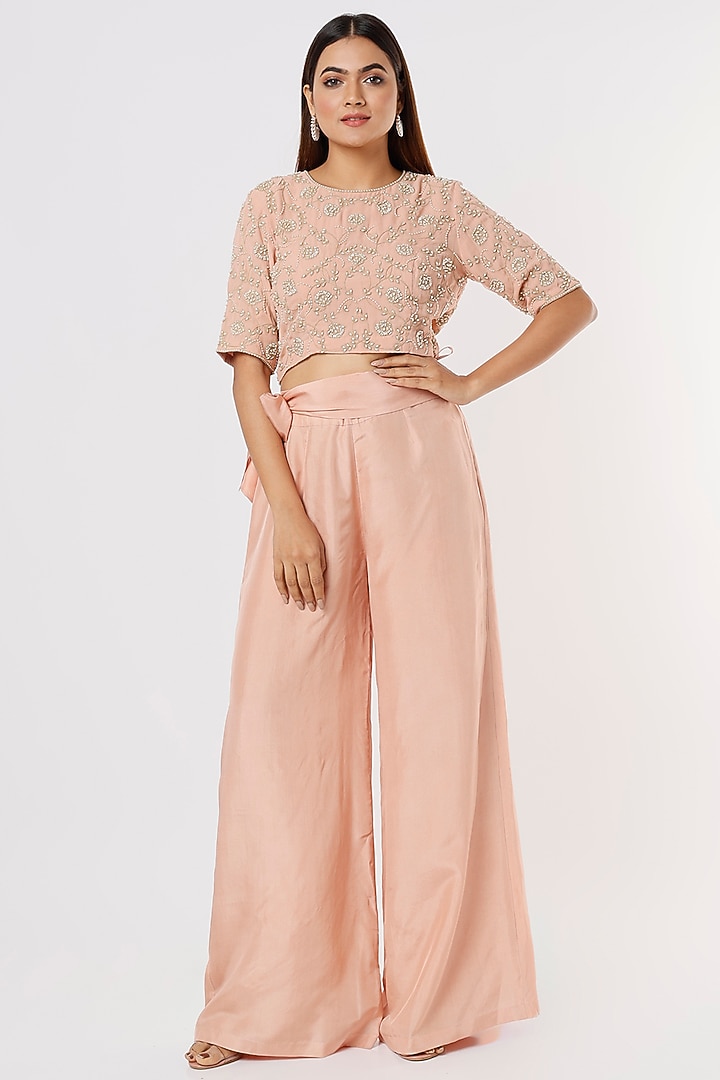 Pink Pant Set In Silk Satin by Malasa at Pernia's Pop Up Shop