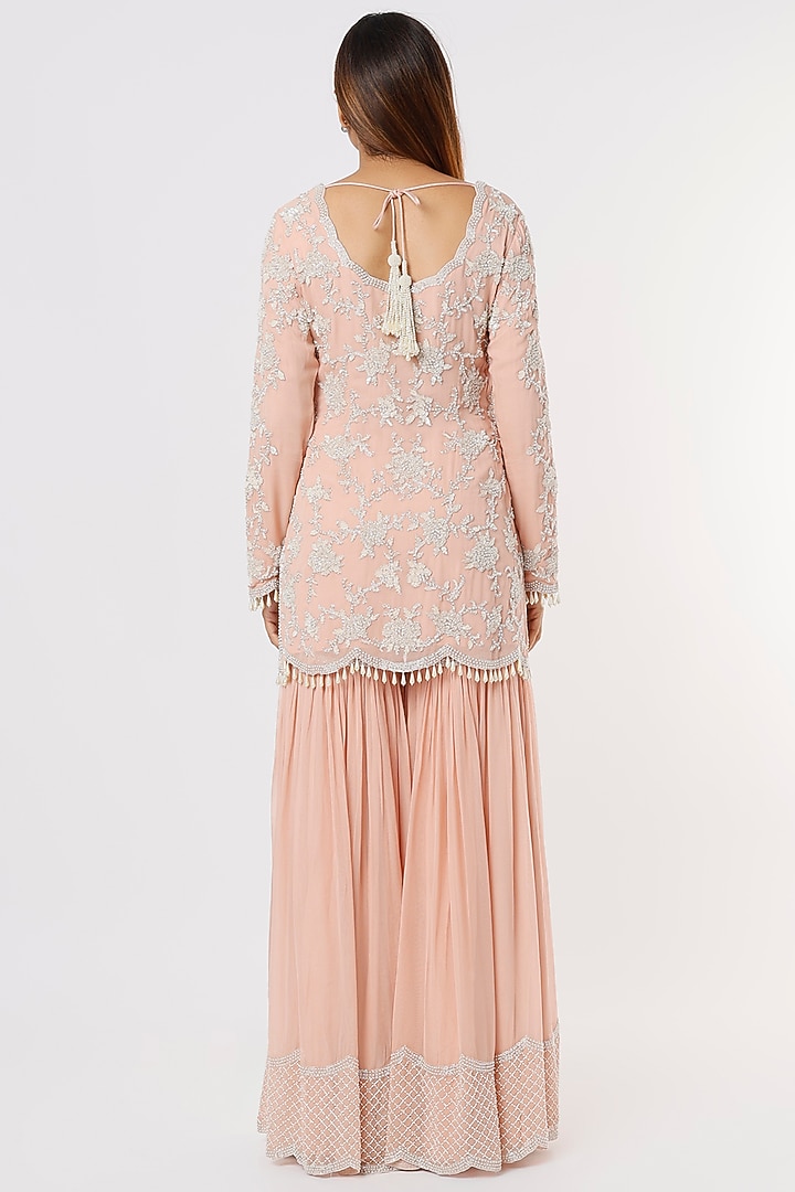 Pink Georgette Bridal Sharara Set by Malasa at Pernia's Pop Up Shop