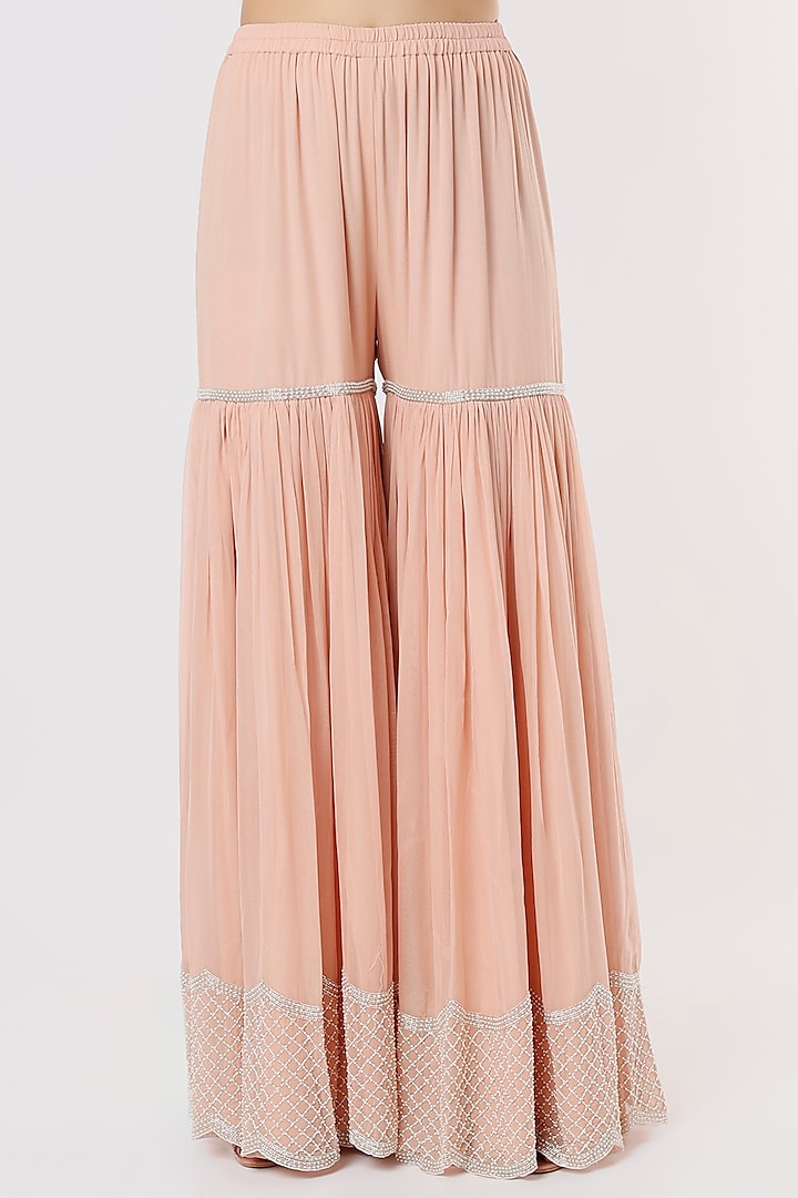 Pink Georgette Bridal Sharara Set by Malasa at Pernia's Pop Up Shop