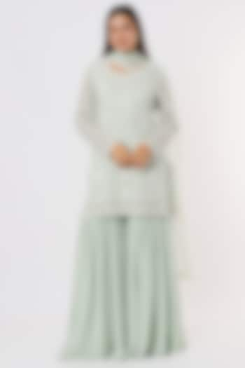 Seafoam Sharara Set In Georgette by Malasa at Pernia's Pop Up Shop