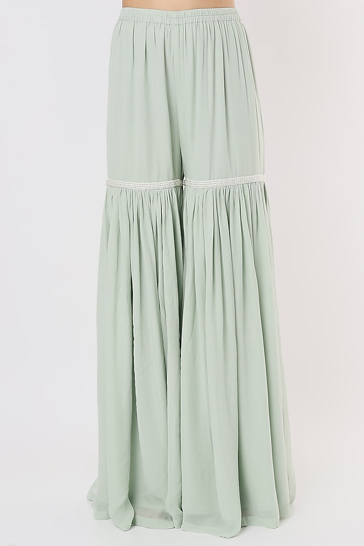 Seafoam Wedding Sharara Set In Georgette by Malasa at Pernia's Pop Up Shop