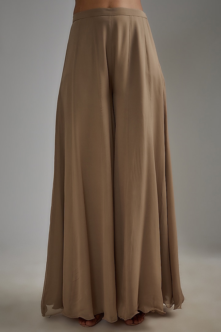 Beige Georgette Embroidered Wedding Sharara Set by Malasa at Pernia's Pop Up Shop
