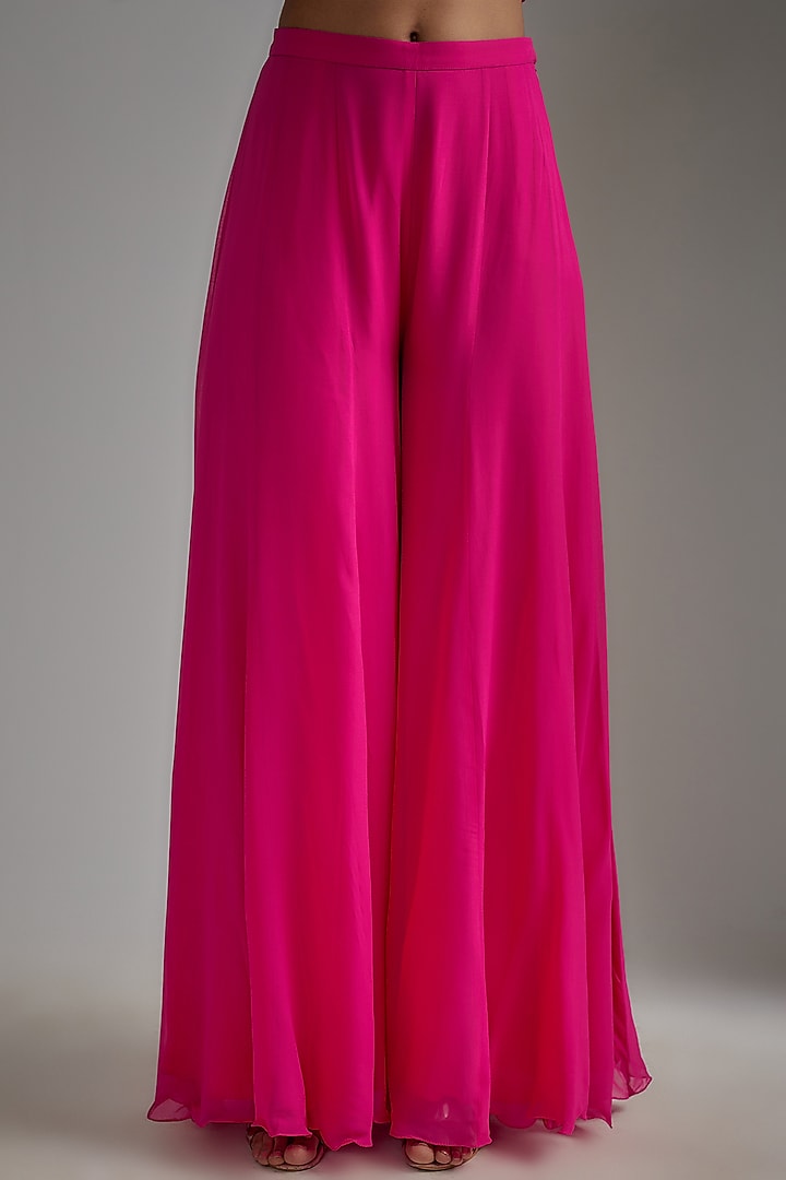 Pink Georgette Wedding Sharara Set by Malasa at Pernia's Pop Up Shop
