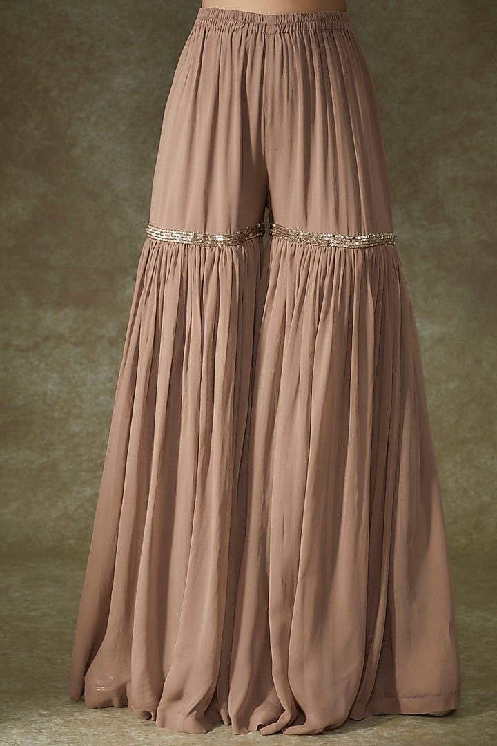 Champagne Georgette Wedding Sharara Set by Malasa at Pernia's Pop Up Shop