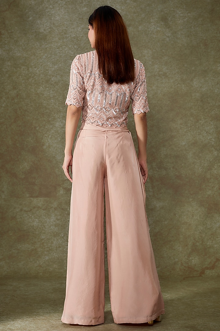 Pink Silk Satin Pant Set by Malasa at Pernia's Pop Up Shop
