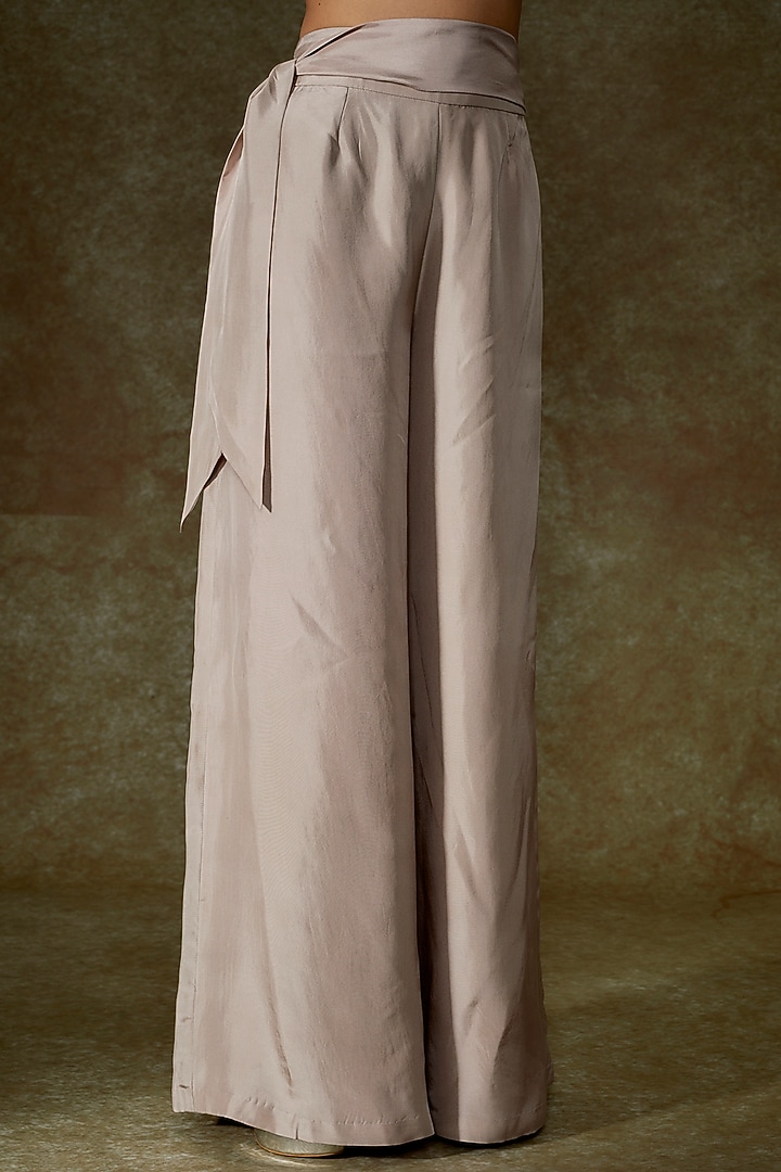 Grey Silk Satin Pant Set by Malasa at Pernia's Pop Up Shop