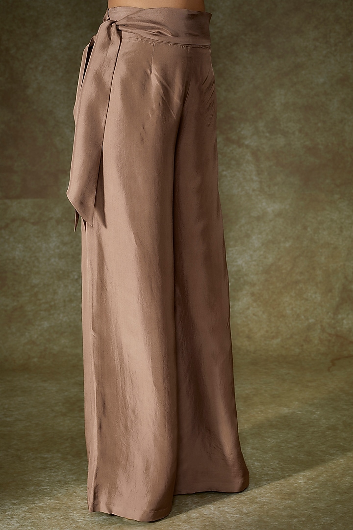 Champagne Silk Satin Pant Set by Malasa at Pernia's Pop Up Shop