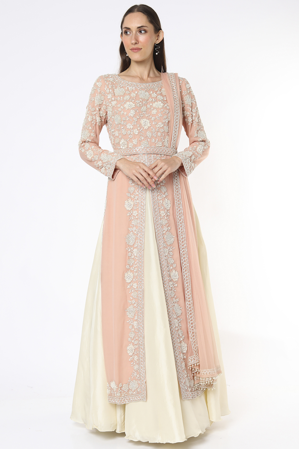 Blush Pink Georgette Jacket Set by Malasa at Pernia's Pop Up Shop