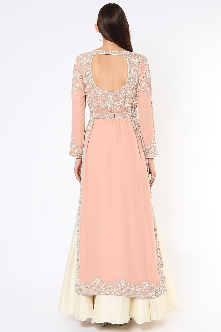 Blush Pink Georgette Jacket Set by Malasa at Pernia's Pop Up Shop