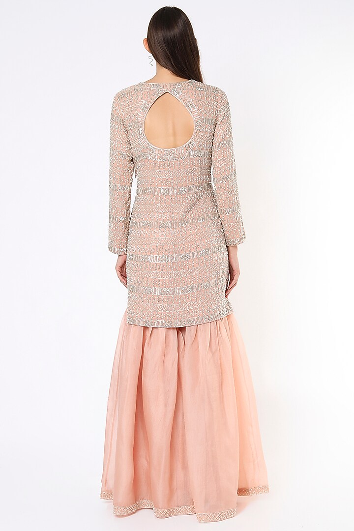 Blush Pink Organza Bridal Sharara Set by Malasa at Pernia's Pop Up Shop