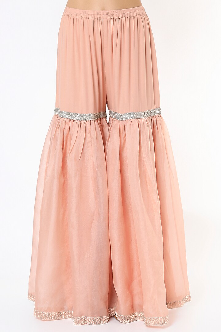 Blush Pink Organza Bridal Sharara Set by Malasa at Pernia's Pop Up Shop