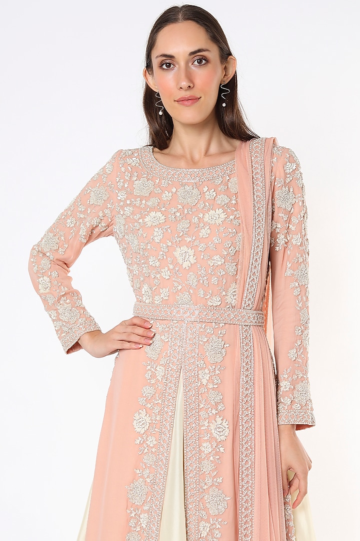 Blush Pink Organza Bridal Sharara Set by Malasa at Pernia's Pop Up Shop