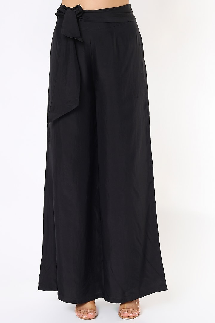 Black Pant Set In Silk Satin by Malasa at Pernia's Pop Up Shop