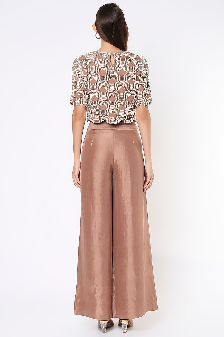 Blush Pink Silk Satin Pant Set by Malasa at Pernia's Pop Up Shop