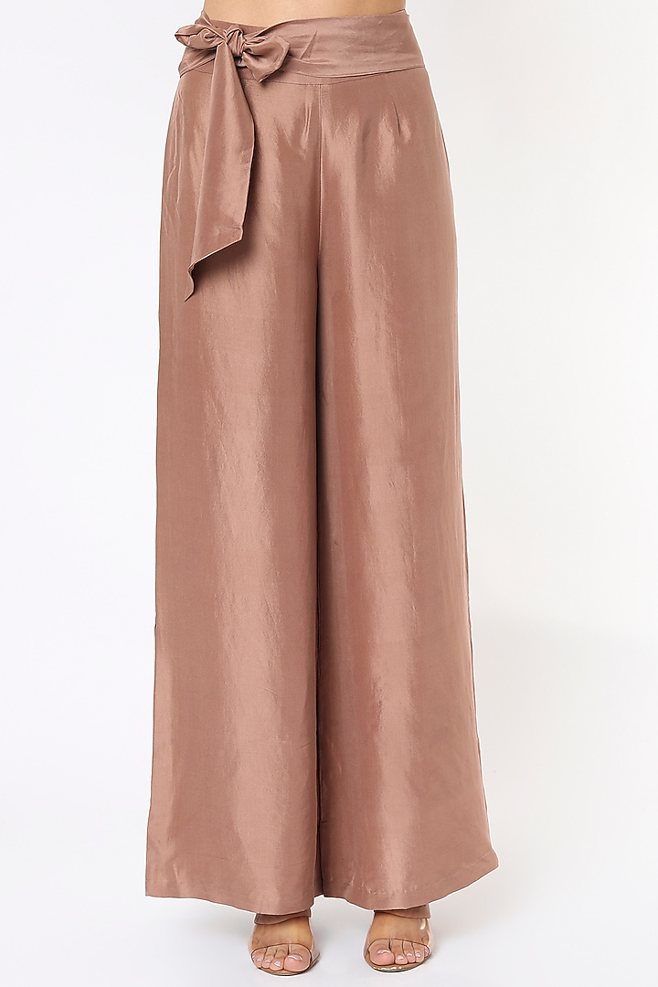 Blush Pink Silk Satin Pant Set by Malasa at Pernia's Pop Up Shop