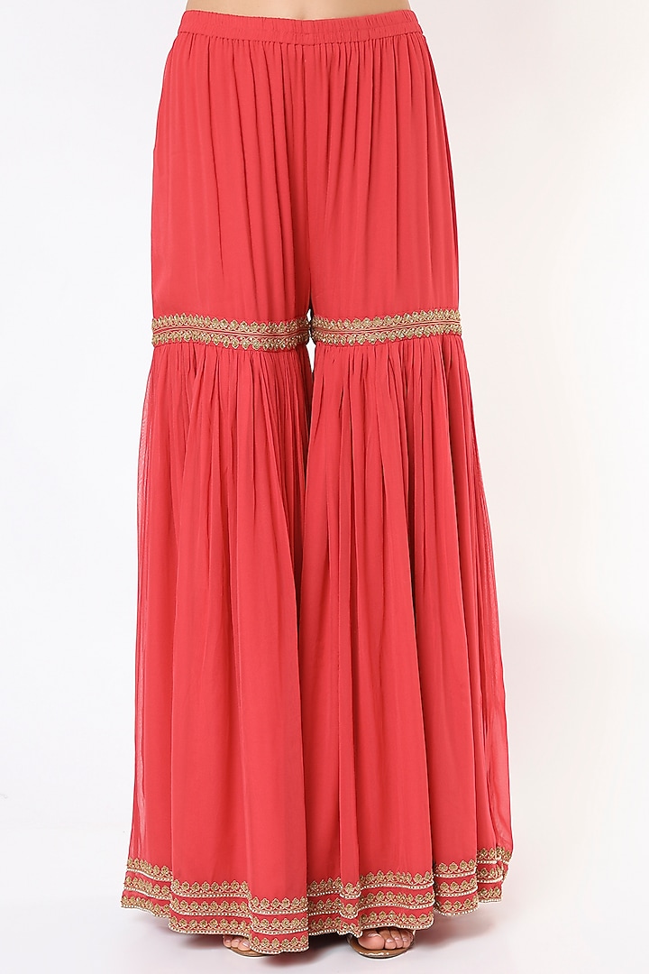 Pink Georgette Wedding Sharara Set by Malasa at Pernia's Pop Up Shop