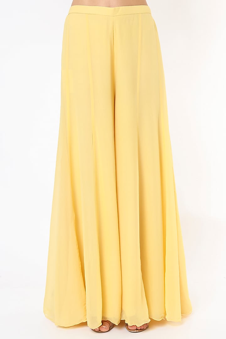 Yellow Georgette Wedding Sharara Set by Malasa at Pernia's Pop Up Shop