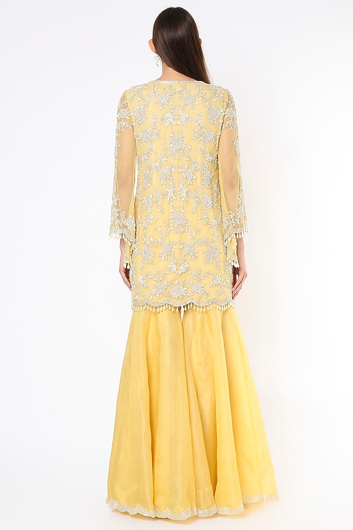 Yellow Net Jacket Set by Malasa at Pernia's Pop Up Shop