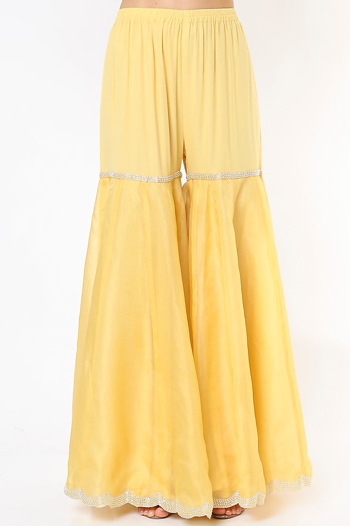 Yellow Net Jacket Set by Malasa at Pernia's Pop Up Shop