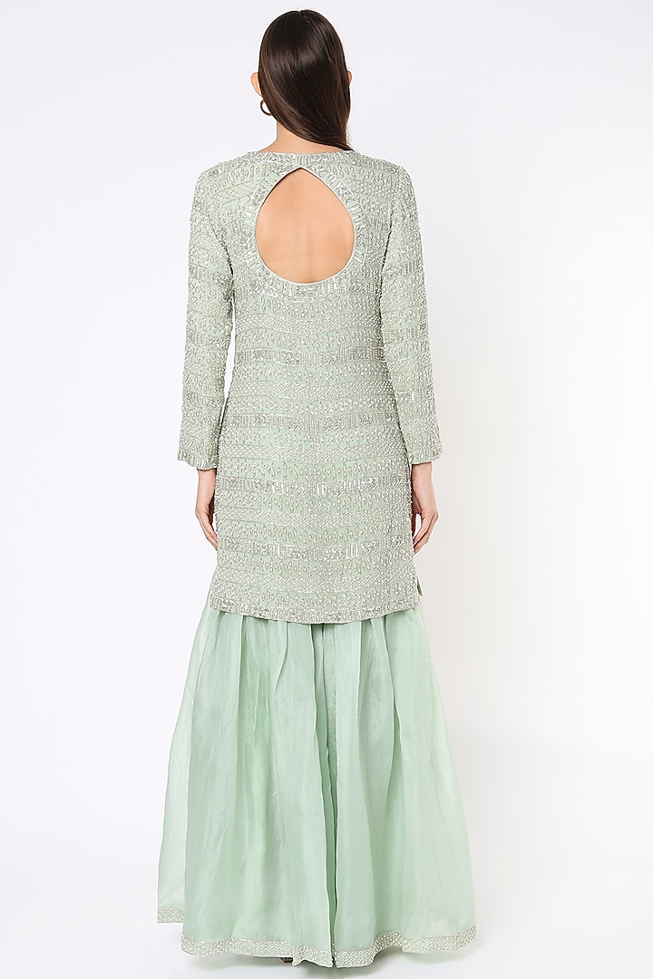 Powder Blue Organza Bridal Sharara Set by Malasa at Pernia's Pop Up Shop