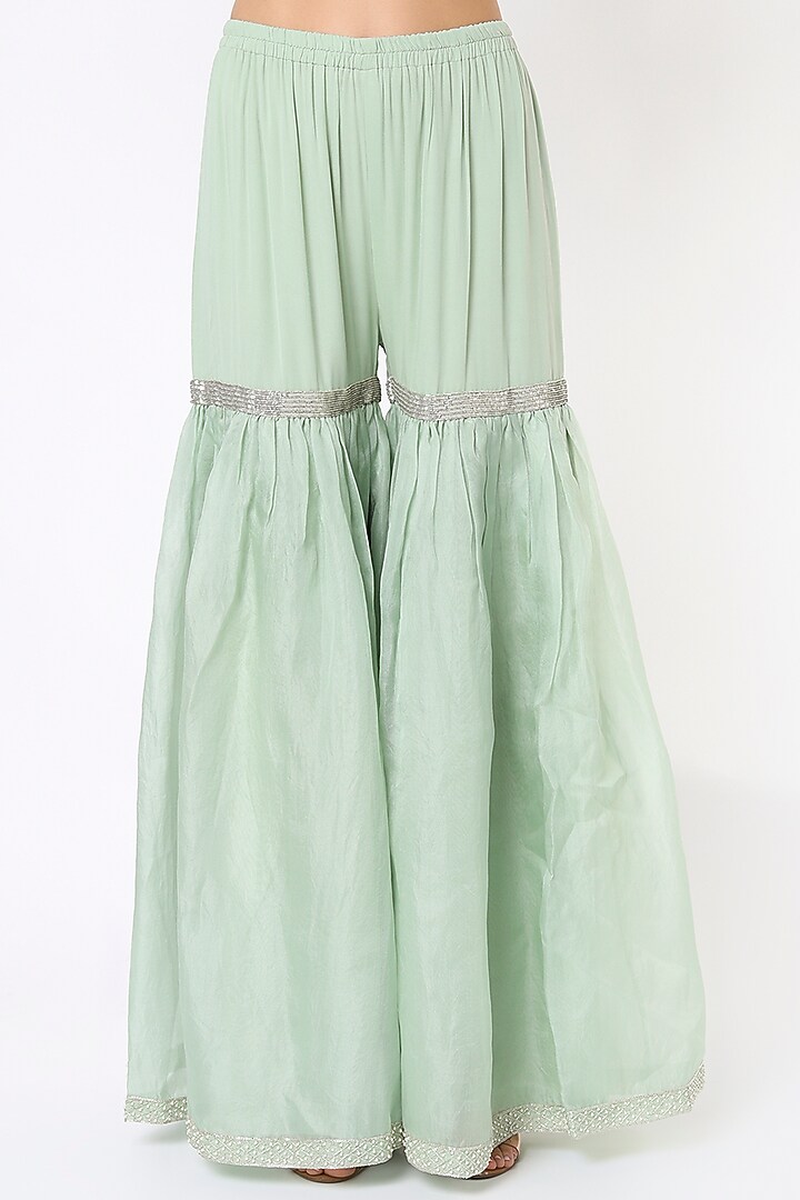 Powder Blue Organza Bridal Sharara Set by Malasa at Pernia's Pop Up Shop