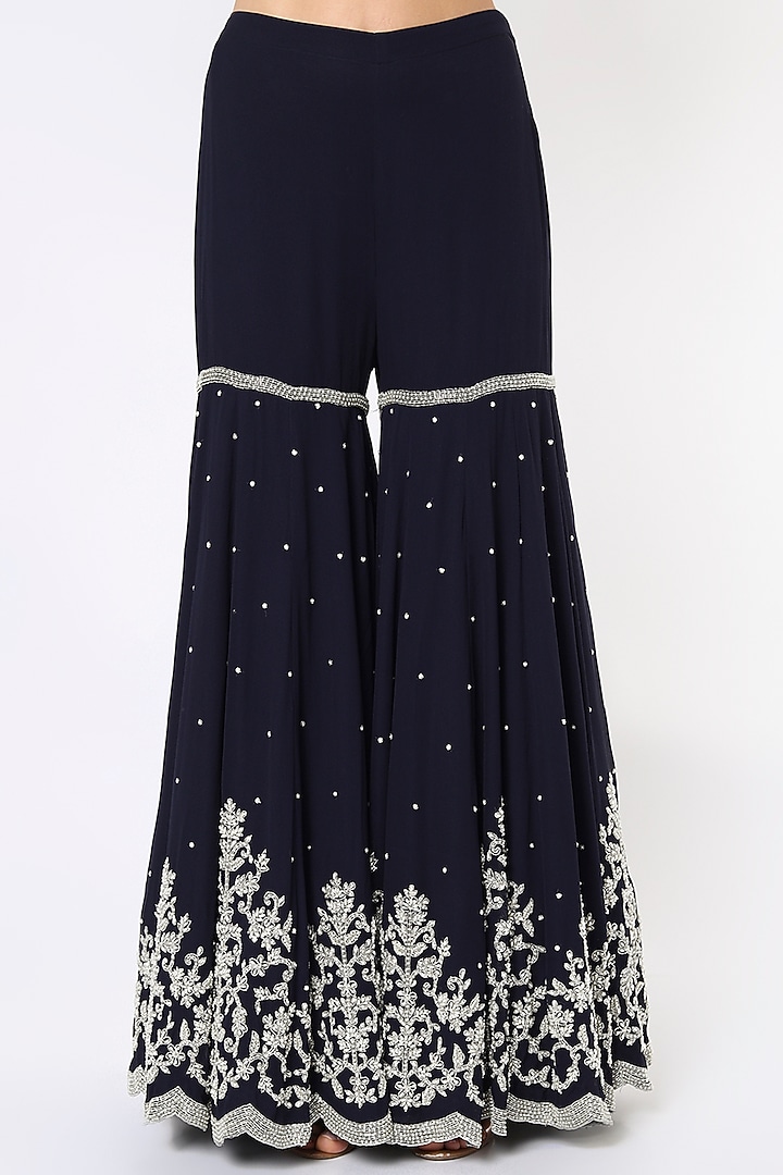 Black Cutdana Hand Work Bridal Sharara Set by Malasa at Pernia's Pop Up Shop