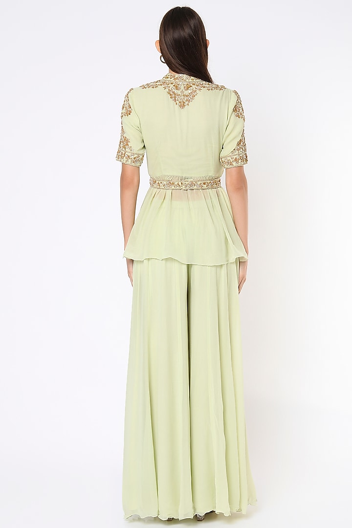 Mint Georgette Wedding Sharara Set by Malasa at Pernia's Pop Up Shop
