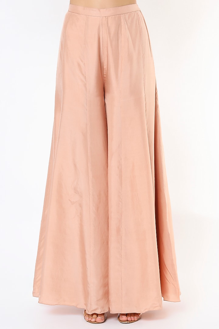 Blush Pink Silk Satin Wedding Sharara Set by Malasa at Pernia's Pop Up Shop
