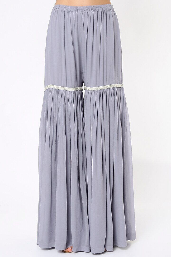 Blue Georgette Wedding Sharara Set by Malasa at Pernia's Pop Up Shop