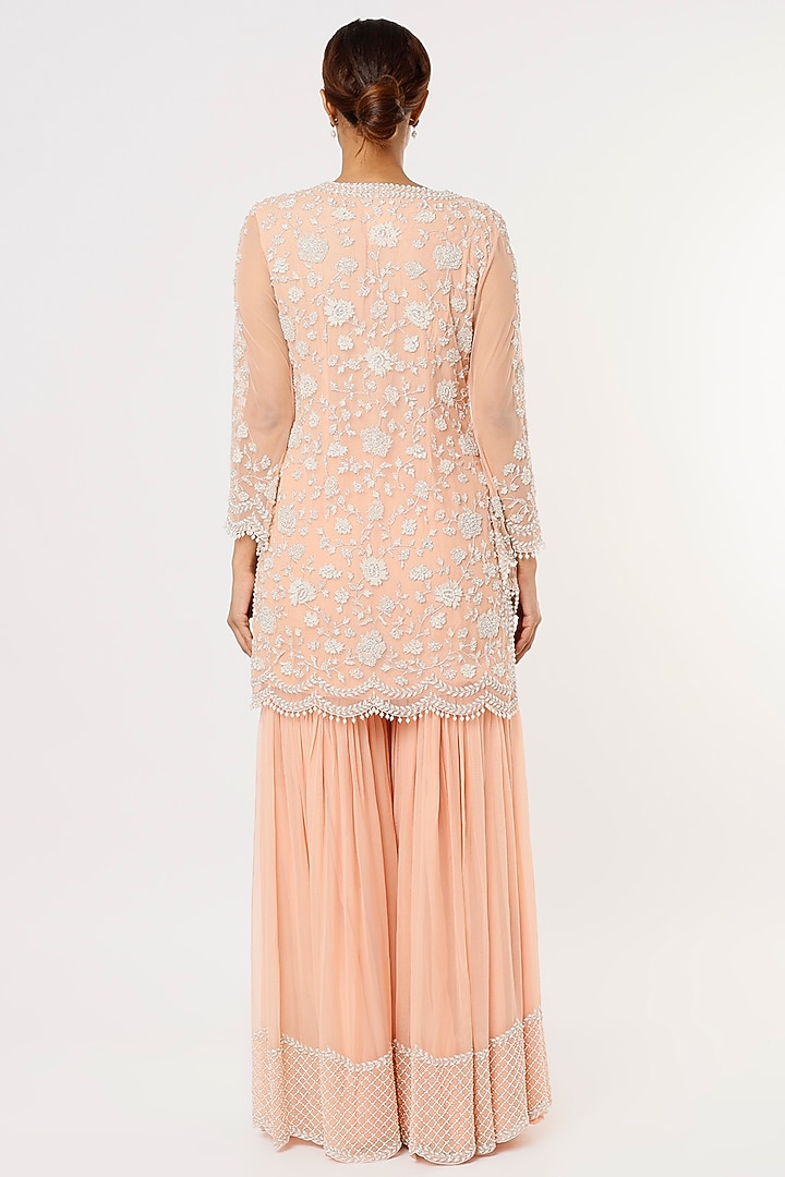 Pink Georgette Bridal Sharara Set by Malasa at Pernia's Pop Up Shop