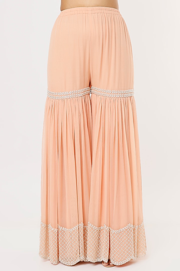 Pink Georgette Bridal Sharara Set by Malasa at Pernia's Pop Up Shop