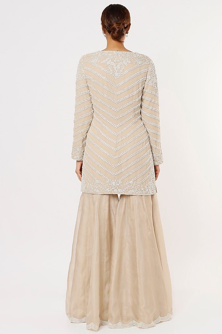 Champagne Embroidered Bridal Sharara Set by Malasa at Pernia's Pop Up Shop