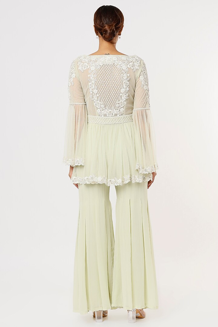 Mint Green Embroidered Kurta Set by Malasa at Pernia's Pop Up Shop