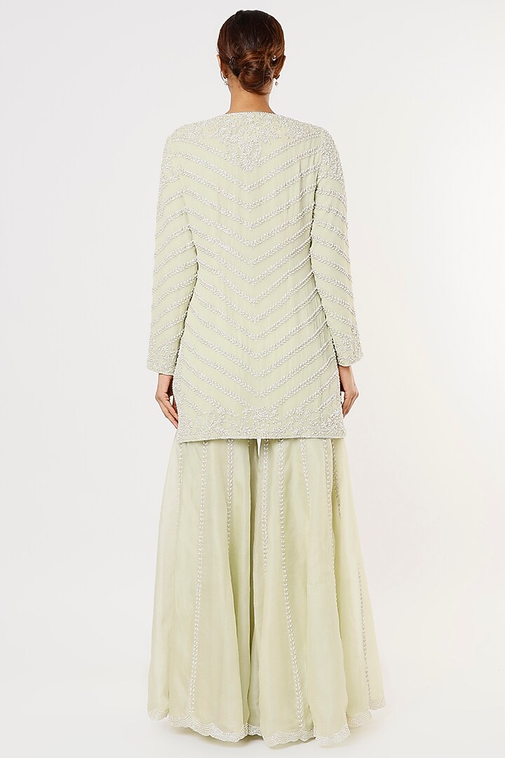 Mint Green Organza Bridal Sharara Set by Malasa at Pernia's Pop Up Shop