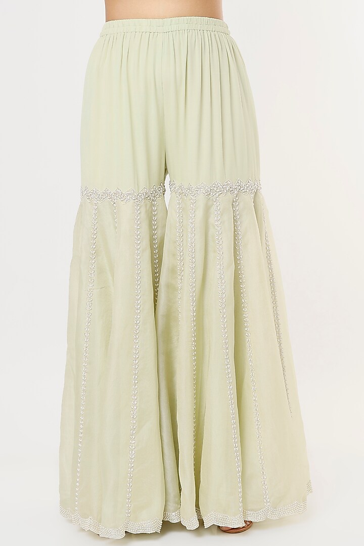 Mint Green Organza Bridal Sharara Set by Malasa at Pernia's Pop Up Shop