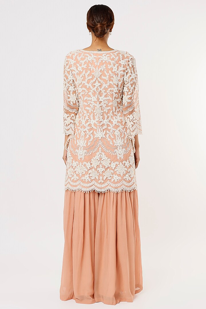 Pink Georgette Bridal Sharara Set by Malasa at Pernia's Pop Up Shop