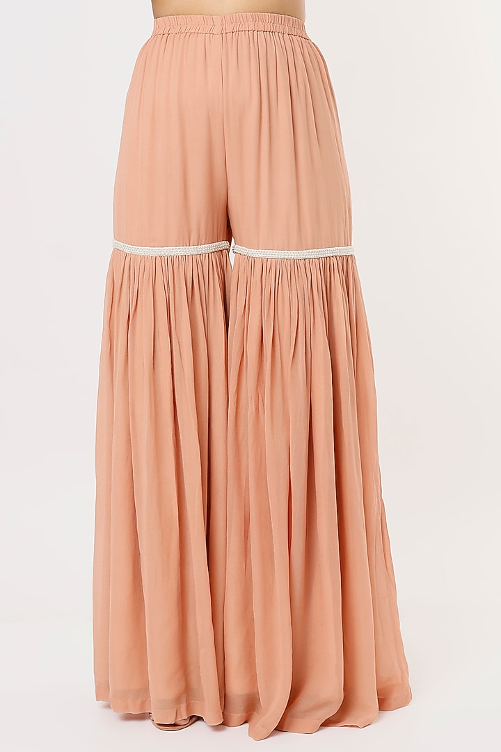 Pink Georgette Bridal Sharara Set by Malasa at Pernia's Pop Up Shop