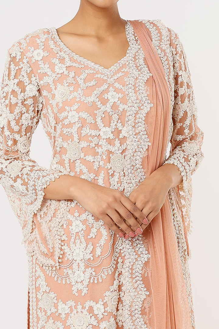 Pink Georgette Bridal Sharara Set by Malasa at Pernia's Pop Up Shop