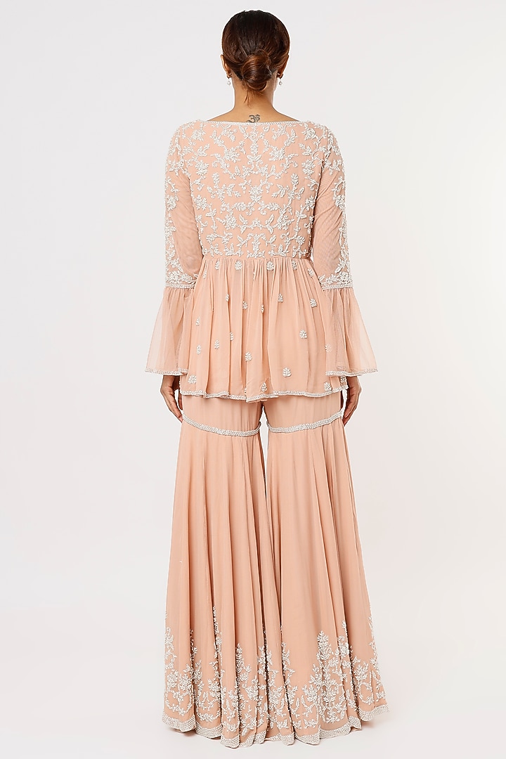 Pink Bridal Sharara Set In Georgette by Malasa at Pernia's Pop Up Shop