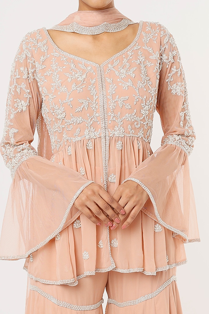 Pink Bridal Sharara Set In Georgette by Malasa at Pernia's Pop Up Shop