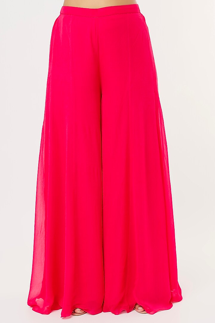 Hot Pink Georgette Wedding Sharara Set by Malasa at Pernia's Pop Up Shop