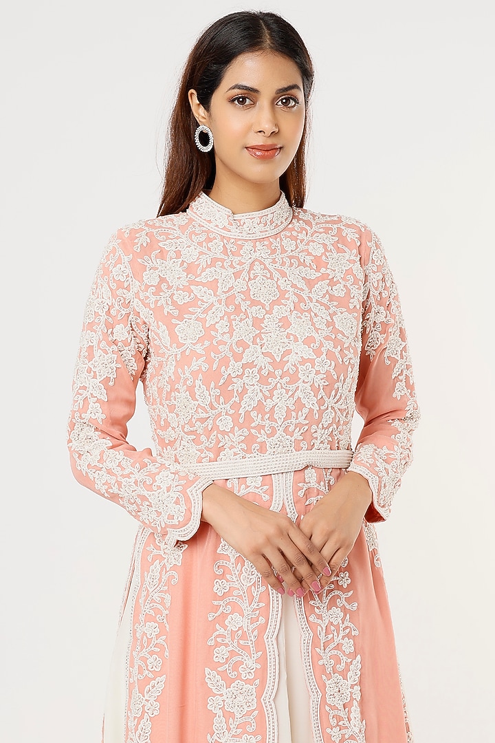 Old Rose Hand Embroidered Jacket Set by Malasa at Pernia's Pop Up Shop