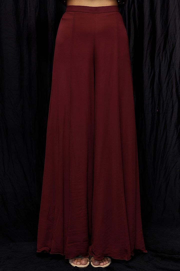 Wine Georgette Bridal Sharara Set by Malasa at Pernia's Pop Up Shop