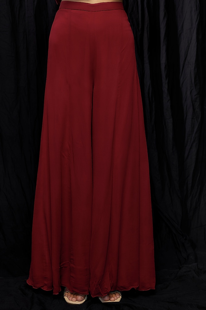 Red Georgette Bridal Sharara Set by Malasa at Pernia's Pop Up Shop